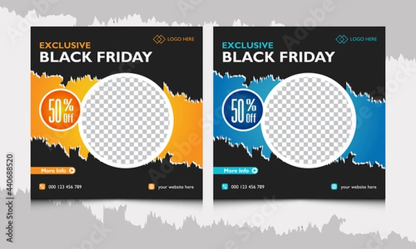 Fototapeta Black Friday Sale Abstract Background, square frame design, Black Friday banner, Vector illustration, Vector Banner