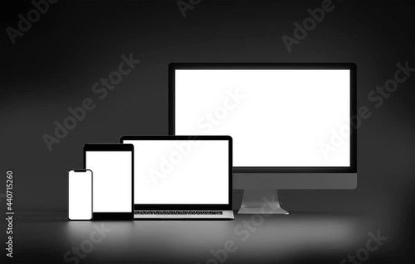Fototapeta Isolated Devices Mockup - 3d rendering.