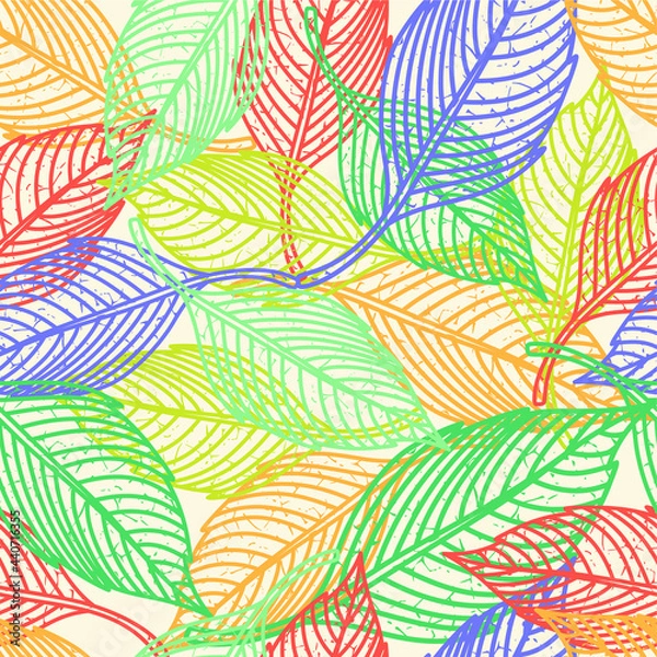 Obraz Colorful abstract leaf seamless pattern