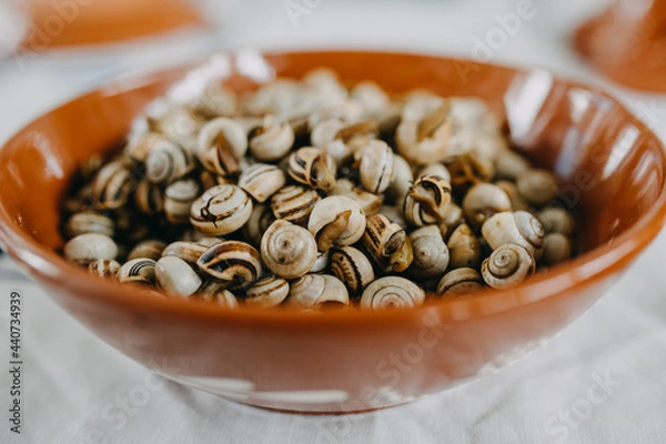 Fototapeta Plate of cooked snails