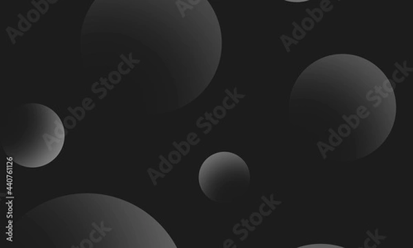 Fototapeta Gray circles gradient on black abstract background. Modern graphic design element.