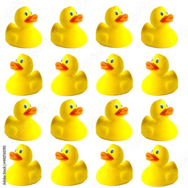 Fototapeta Ducks on a white background. Seamless patterns. Toy animal.