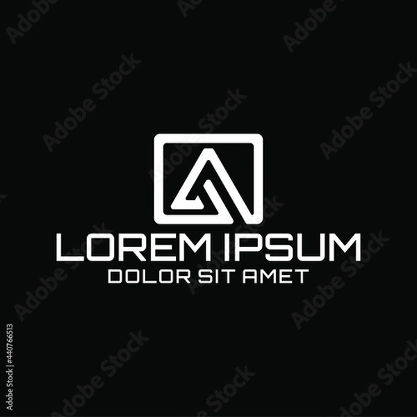 Fototapeta Creative, simple and elegant Initial letter A triangle square logo template in flat design monogram illustration