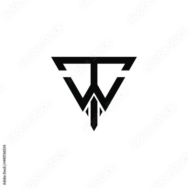 Fototapeta Creative, simple and elegant Initial letter TW triangle logo template in flat design monogram illustration
