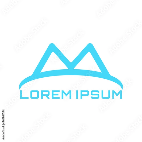 Fototapeta Creative, simple and elegant Initial letter M mountain or hat logo template in flat design monogram illustration
