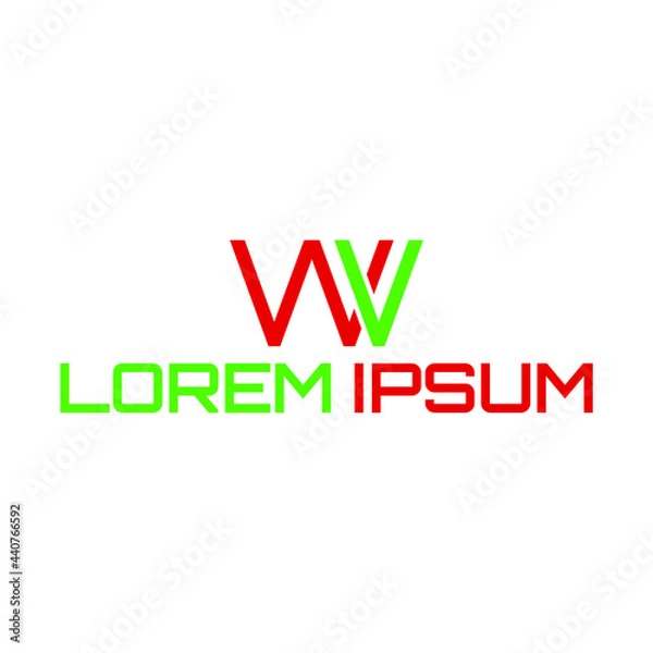 Fototapeta Creative, simple and elegant Initial letter WV logo template in flat design monogram illustration