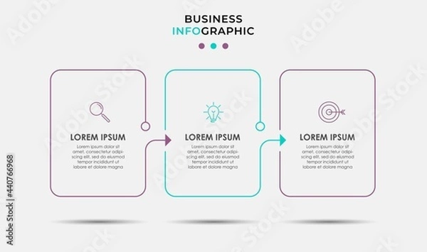 Obraz Business Infographic design template Vector with icons and 3 options or steps. Can be used for process diagram, presentations, workflow layout, banner, flow chart, info graph