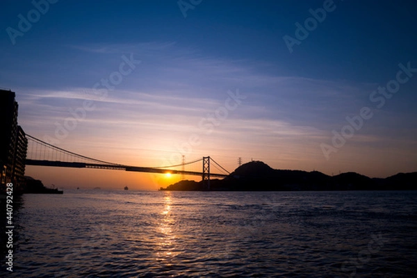 Obraz 関門橋　日の出