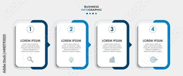 Obraz Business Infographic design template Vector with icons and 4 options or steps. Can be used for process diagram, presentations, workflow layout, banner, flow chart, info graph