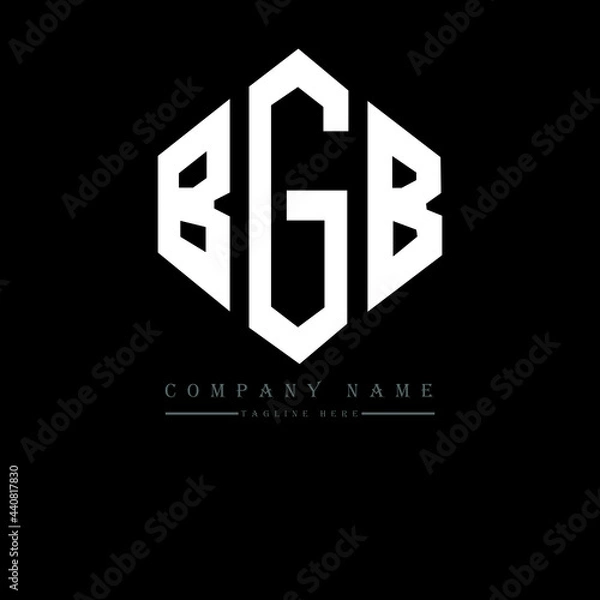 Fototapeta BGB letter logo design with polygon shape. BGB polygon logo monogram. BGB cube logo design. BGB hexagon vector logo template white and black colors. BGB monogram, BGB business and real estate logo. 