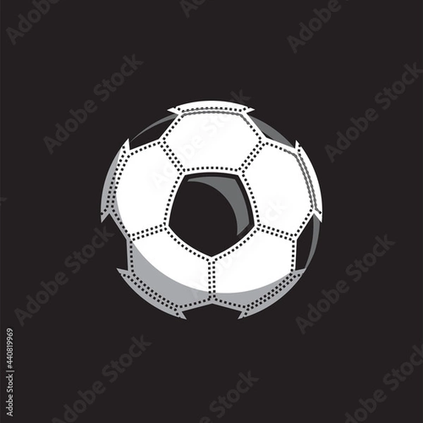 Fototapeta Soccerball with shadows and volume on a black background. Seamless background. The vector model with black and white elements.