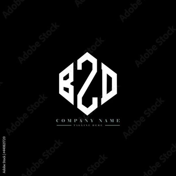 Fototapeta BZD letter logo design with polygon shape. BZD polygon logo monogram. BZD cube logo design. BZD hexagon vector logo template white and black colors. BZD monogram, BZD business and real estate logo. 