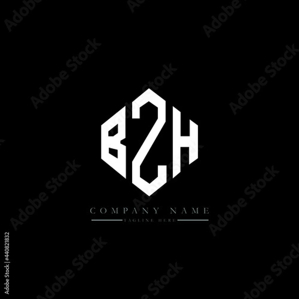 Fototapeta BZH letter logo design with polygon shape. BZH polygon logo monogram. BZH cube logo design. BZH hexagon vector logo template white and black colors. BZH monogram, BZH business and real estate logo. 