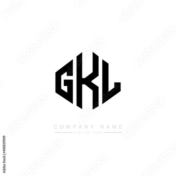 Fototapeta GKL letter logo design with polygon shape. GKL polygon logo monogram. GKL cube logo design. GKL hexagon vector logo template white and black colors. GKL monogram, GKL business and real estate logo. 