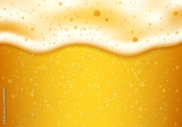 Obraz Lager beer foam and bubbles. Vector realistic background