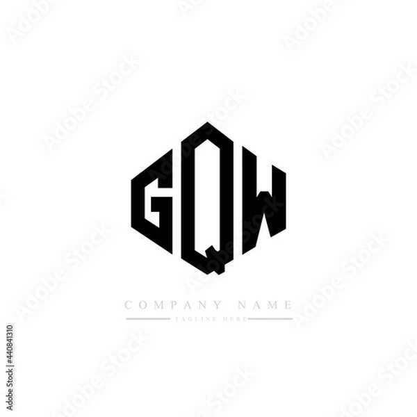 Fototapeta GQW letter logo design with polygon shape. GQW polygon logo monogram. GQW cube logo design. GQW hexagon vector logo template white and black colors. GQW monogram, GQW business and real estate logo. 