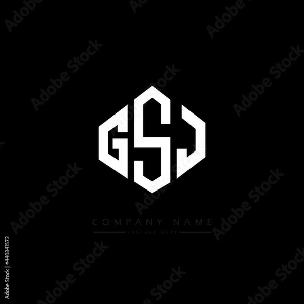 Fototapeta GSJ letter logo design with polygon shape. GSJ polygon logo monogram. GSJ cube logo design. GSJ hexagon vector logo template white and black colors. GSJ monogram, GSJ business and real estate logo. 