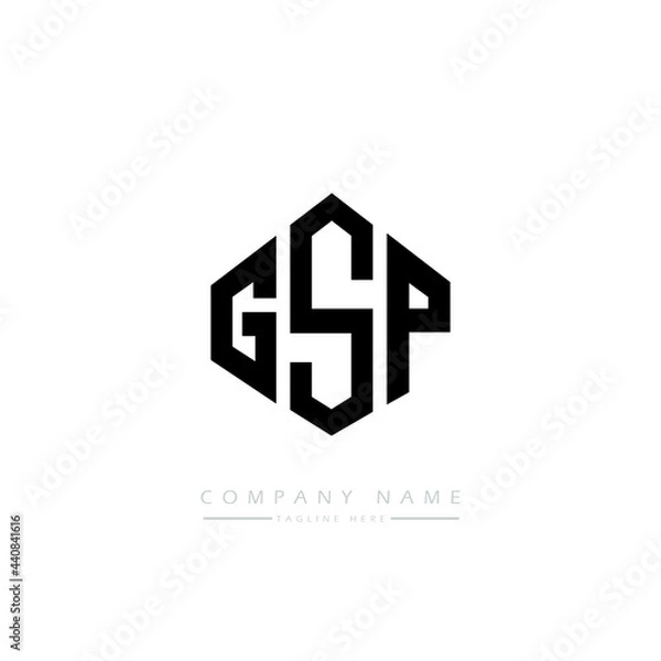 Fototapeta GSP letter logo design with polygon shape. GSP polygon logo monogram. GSP cube logo design. GSP hexagon vector logo template white and black colors. GSP monogram, GSP business and real estate logo. 