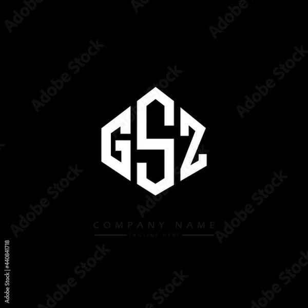 Fototapeta GSZ letter logo design with polygon shape. GSZ polygon logo monogram. GSZ cube logo design. GSZ hexagon vector logo template white and black colors. GSZ monogram, GSZ business and real estate logo. 