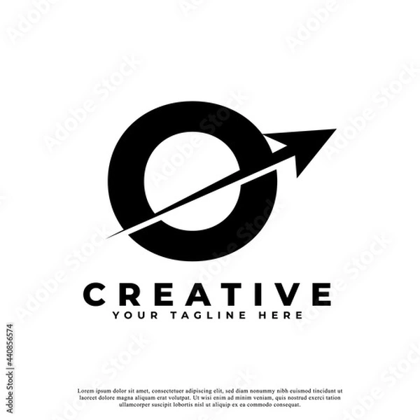 Obraz Initial Letter O Artistic Creative Arrow Up Shape Logotype. Usable for Business and Branding Logos.