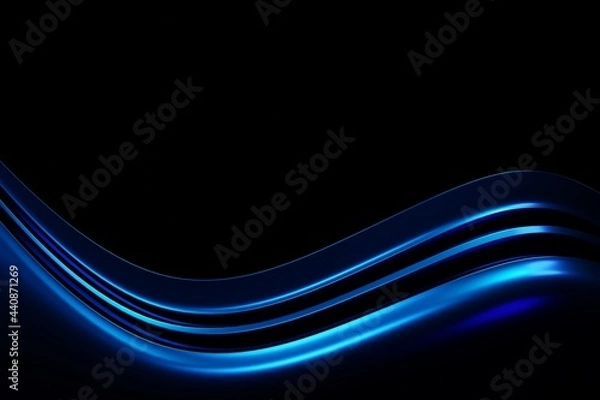 Obraz Glow blue light effect on dark blue background. 3D rendering.
