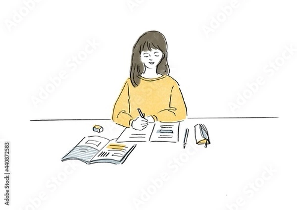 Fototapeta 勉強をする女子中学生