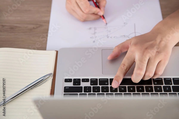 Fototapeta Receive education via computer