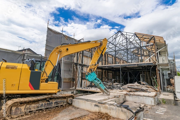 Obraz アパートの解体工事