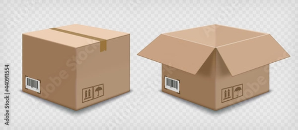 Obraz Open and closed cardboard boxes template