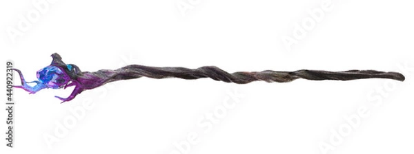Fototapeta 3D Rendering, illustration of a Magical wizard's staff with a glowing gemstone on a white background