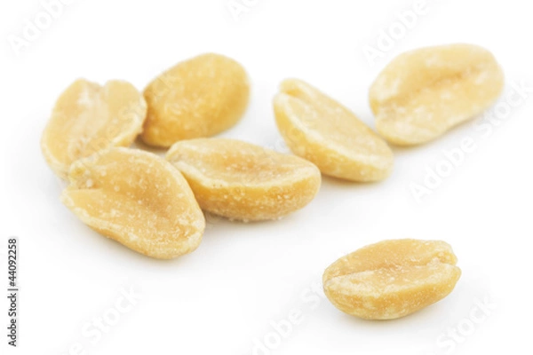 Fototapeta Salted peanuts on white