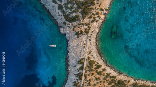 Fototapeta The uninhabited islet of Alimia near the Greek island of Halki in the Dodecanese archipelago north of Rhodes