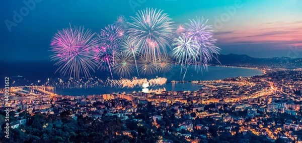Fototapeta Firework in Cannes on the French Riviera