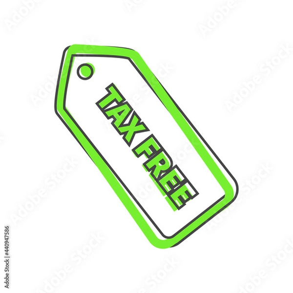 Fototapeta Tax free vector icon on cartoon style on white isolated background.