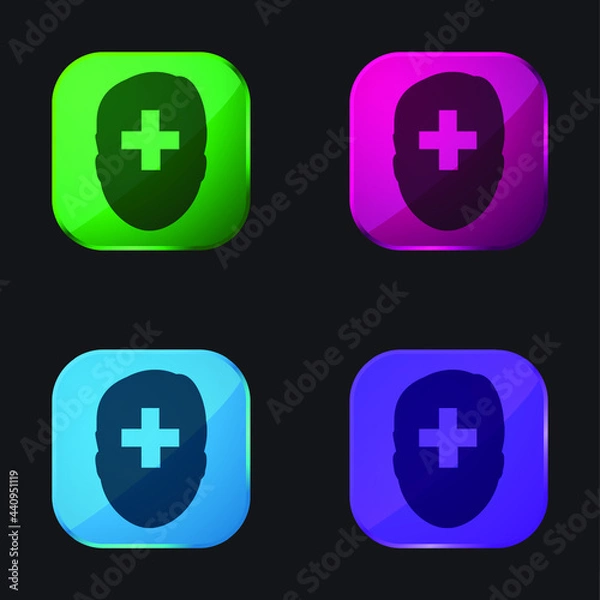 Obraz Add Profile User four color glass button icon