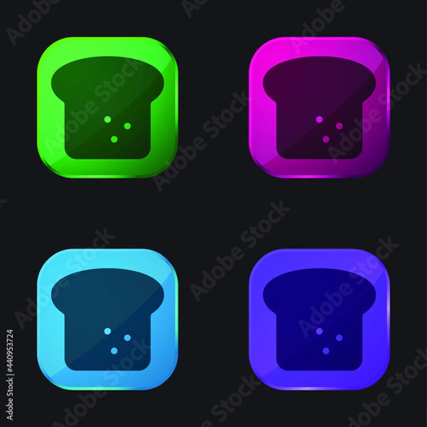 Obraz Bread four color glass button icon