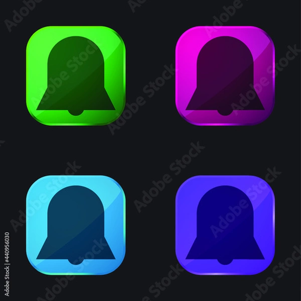 Fototapeta Bell Silhouette Black Shape Interface Symbol Of Alarm four color glass button icon