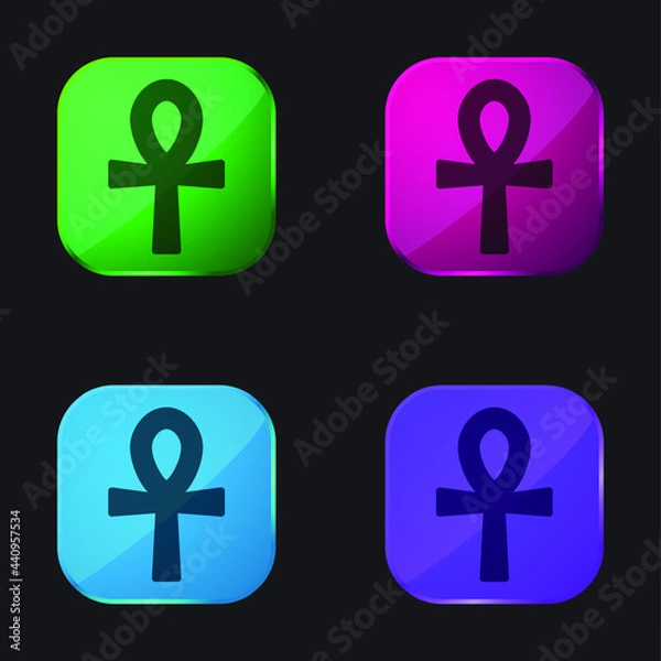 Fototapeta Ankh four color glass button icon
