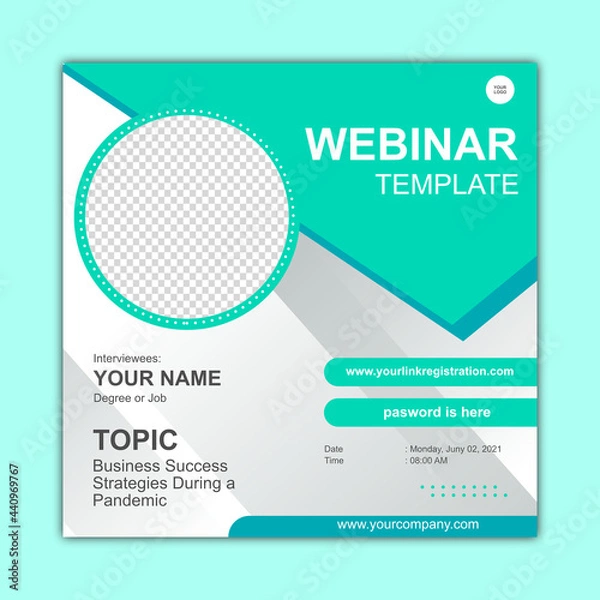Obraz Template Seminar, Template Instagram posts simple design webinar, online instagram meeting flyer