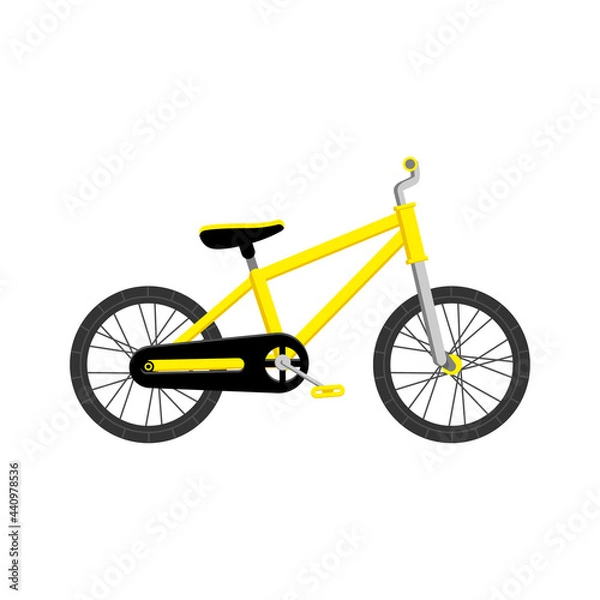 Obraz Yellow bike. Bicycle, two-wheeled bicycle icon. Vector flat isolated object on a white background.