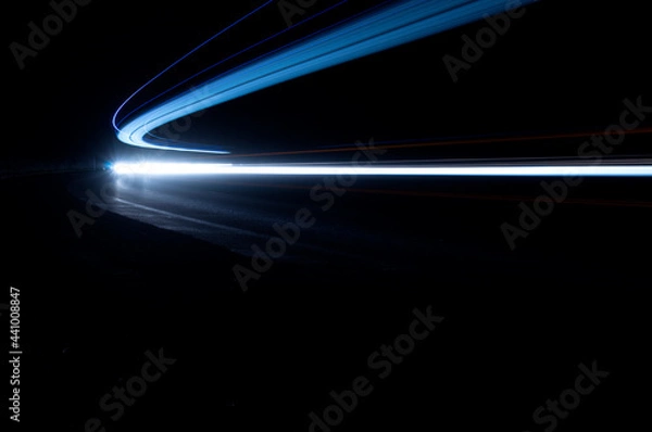 Obraz Abstract and interesting art concentration of blue light in a road tunnel