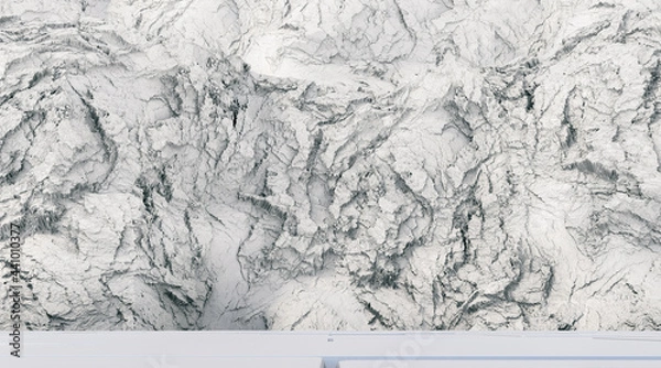 Fototapeta Abstract White Rock Background with Empty Stage, Dark Stone Cliff Face, 3D Rendering.