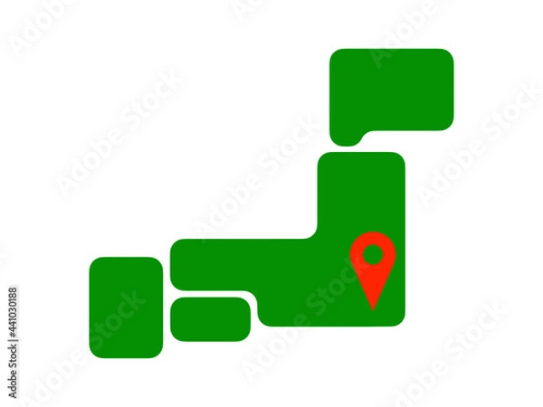 Obraz ポップなデフォルメ日本地図（東京マップピン）