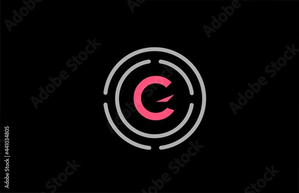 Fototapeta G letter design with pink colour and circles. Alphabet logo design. Icon branding for products and company