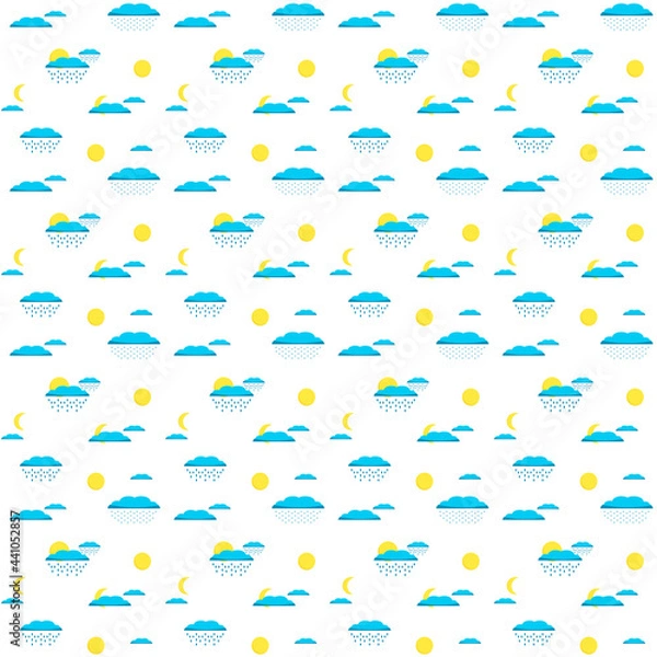 Fototapeta Illustration of a pattern depicting weather, sun, clouds, rain and snow