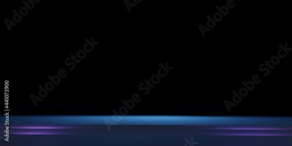 Obraz Glow blue light effect on dark blue background. 3D rendering.