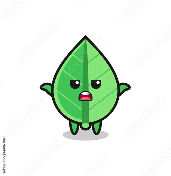 Fototapeta leaf mascot character saying I do not know