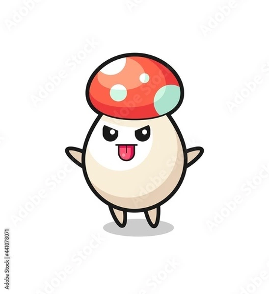 Fototapeta naughty mushroom character in mocking pose