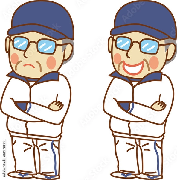 Obraz 難しい顔の監督と喜ぶ監督。