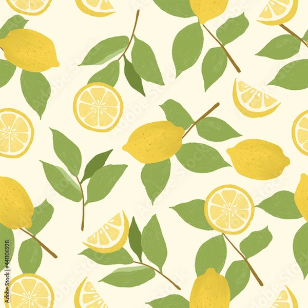 Fototapeta Lemon Illustration seamless pattern design